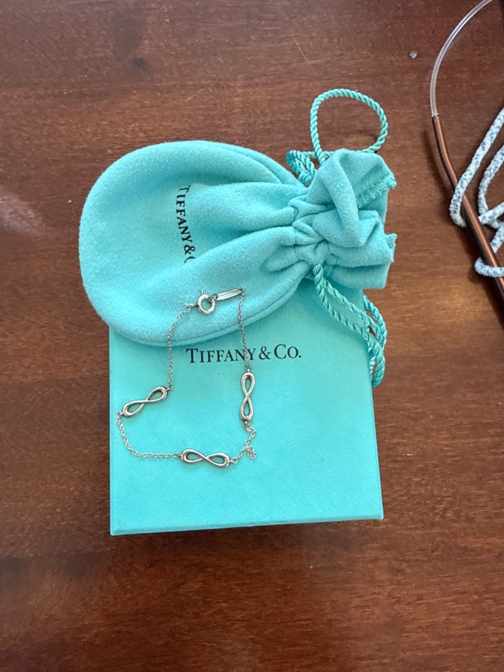 Tiffany & Co. Silver Infinity Link Bracelet - Robin's Egg Blue Accents